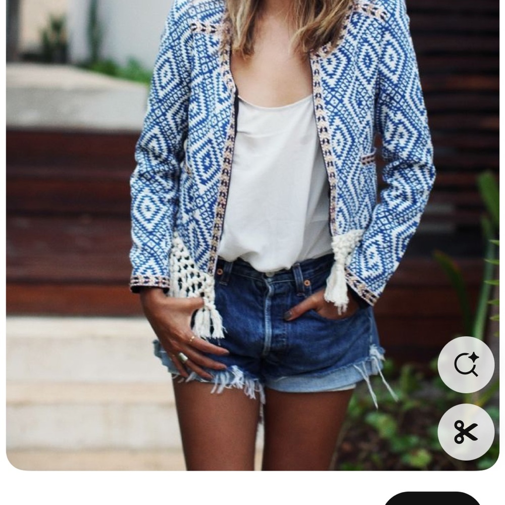 Blue Patterned Women's Jacket